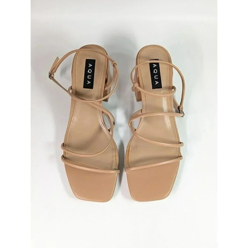 Aqua Women's Raya Beige Strappy High Heel Sandals Size 10 (MSRP $108)